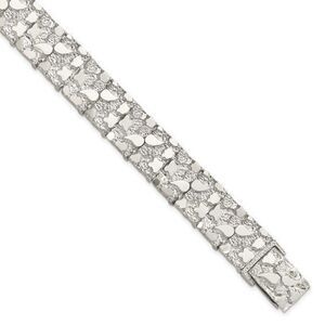 New Sterling Silver 15mm Men’s Nugget Bracelet